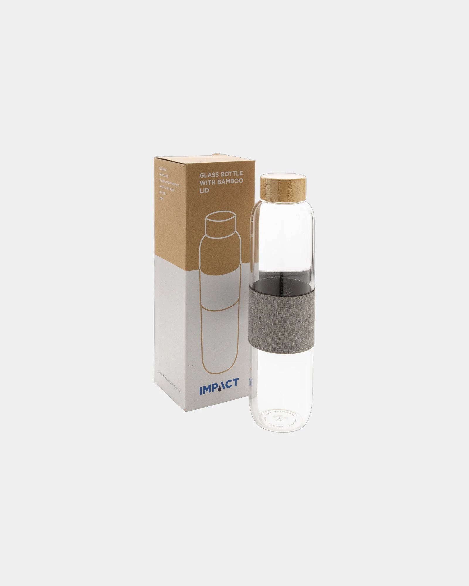 Drinkfles glas bamboe deksel 750ml om te personaliseren - 2