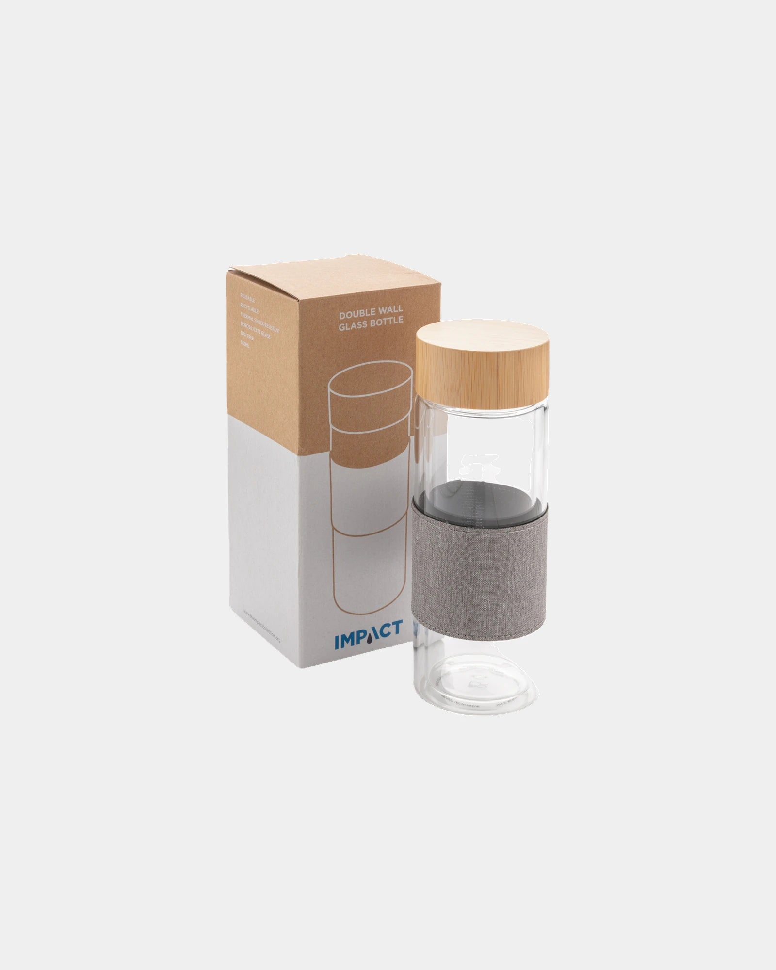 Drinkfles dubbelwandig glas 360ml om te personaliseren
