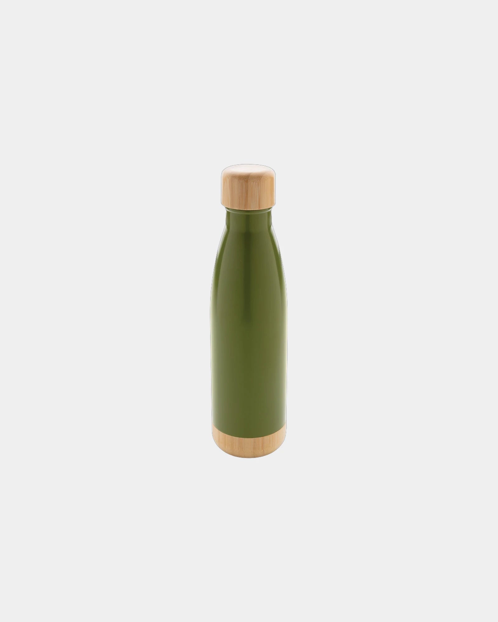Thermosfles rvs met bamboe afwerking om te personaliseren - Groen
