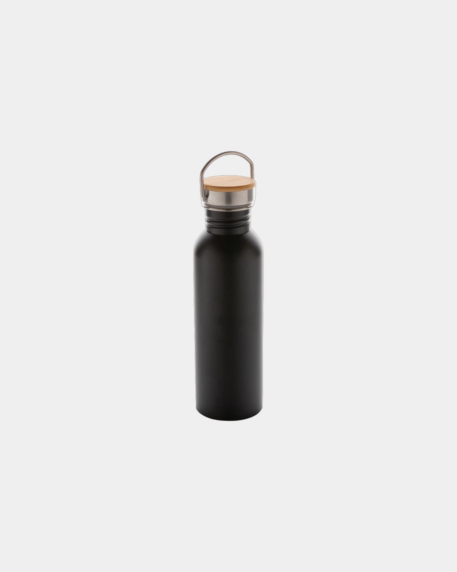 Drinkfles rvs met bamboe deksel 710ml om te personaliseren - Zwart