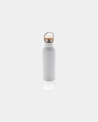 Drinkfles rvs met bamboe deksel 710ml om te personaliseren - Wit
