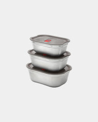 Lunchboxenset rvs Black + Blum 3 stuks om te personaliseren - Grijs