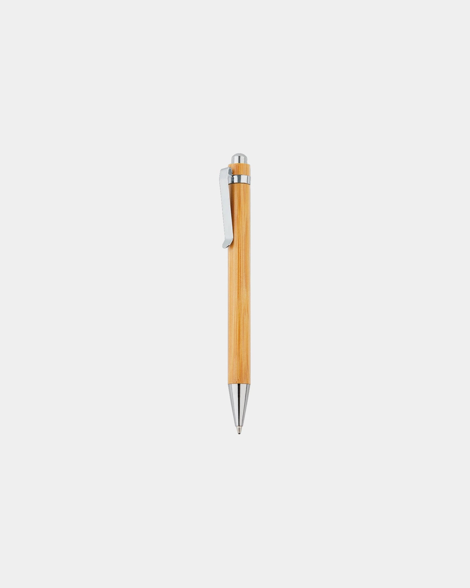 bamboe pen met metalen clip om te personaliseren - Bruin