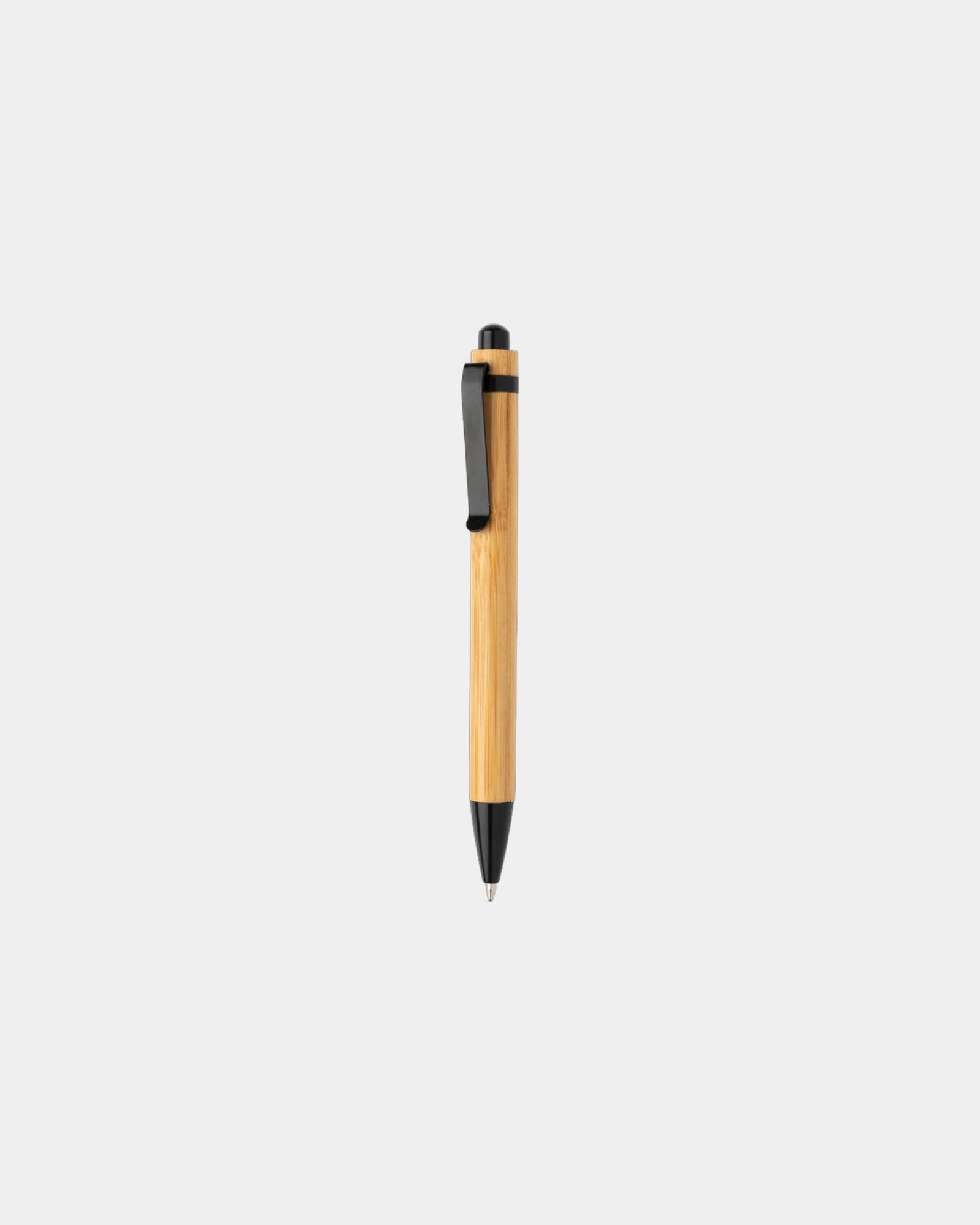 bamboe pen met metalen clip om te personaliseren - Zwart