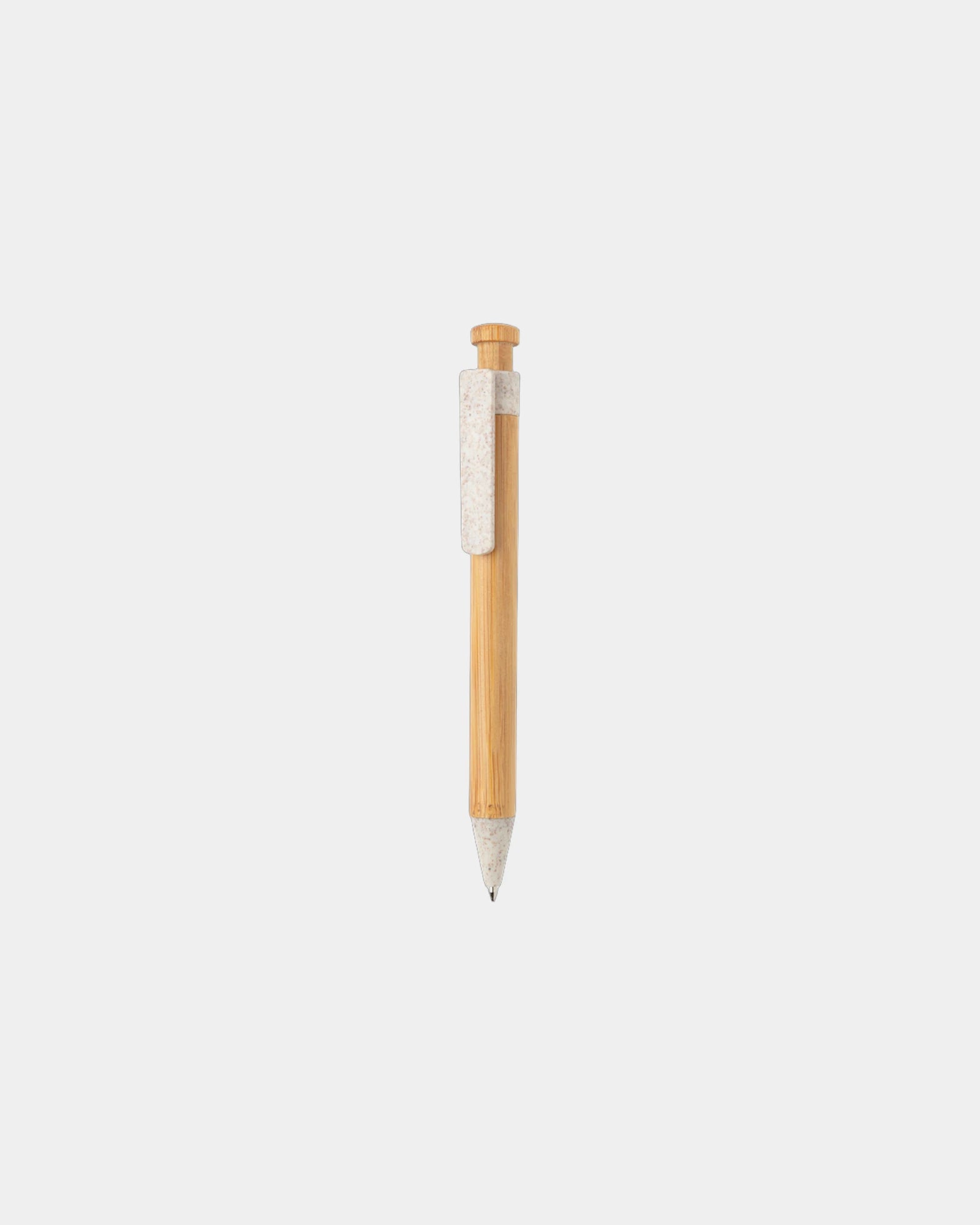Bamboe pen met tarwestro clip om te personaliseren - Wit