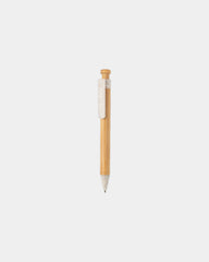 Bamboe pen met tarwestro clip om te personaliseren - Wit