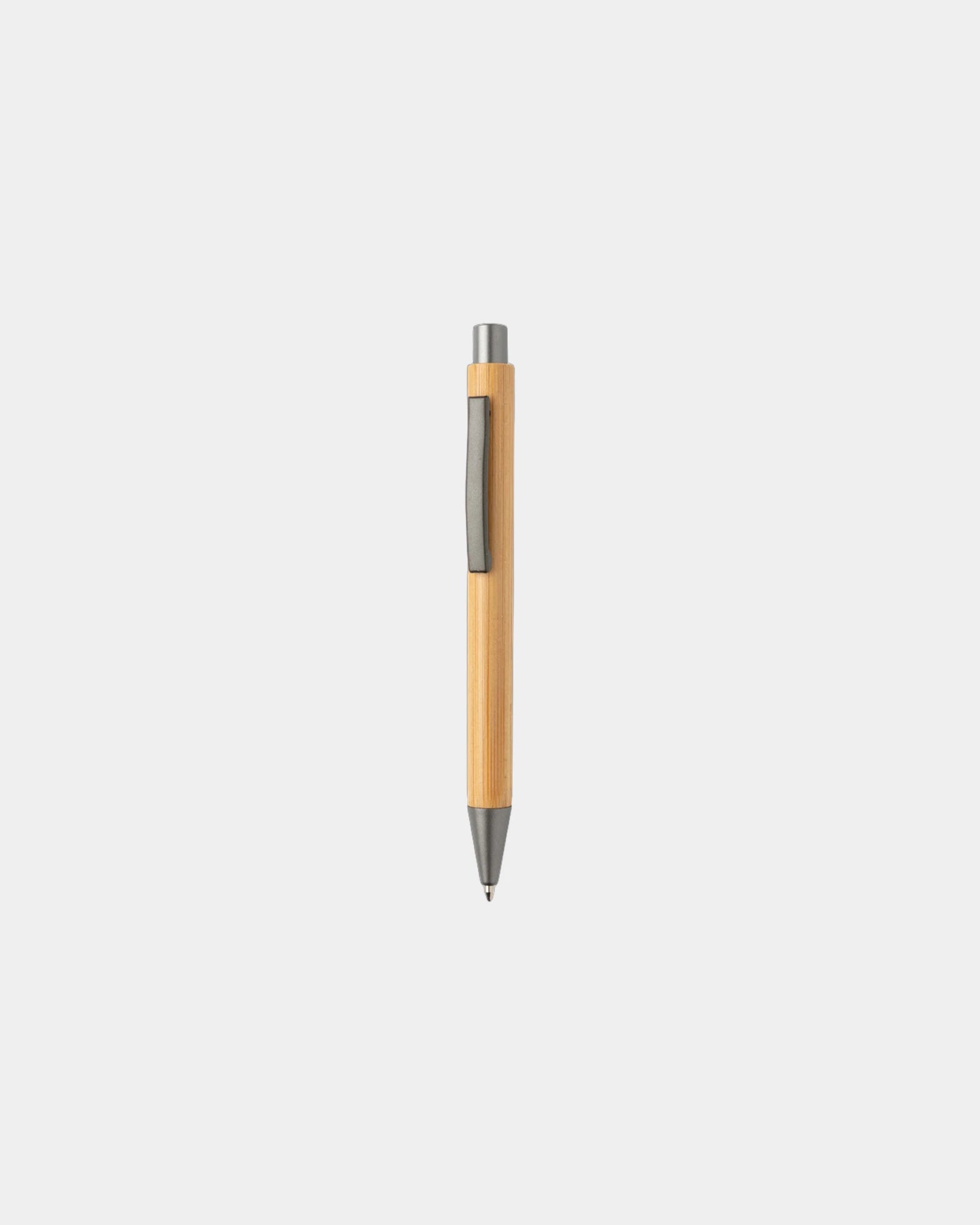 Pen bamboe met metalen details om te personaliseren - Bruin
