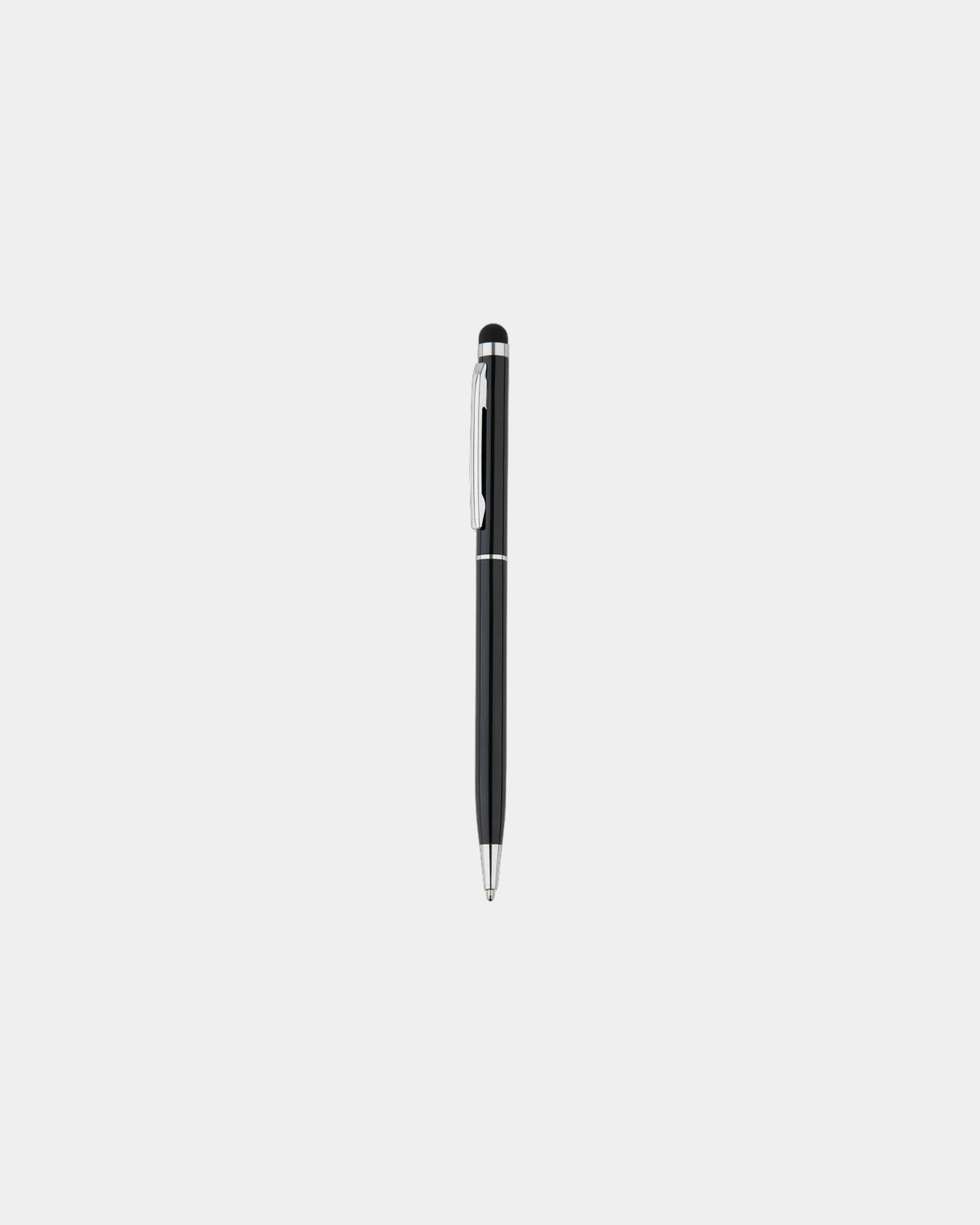 Slanke metalen pen met stylus om te personaliseren - Zwart
