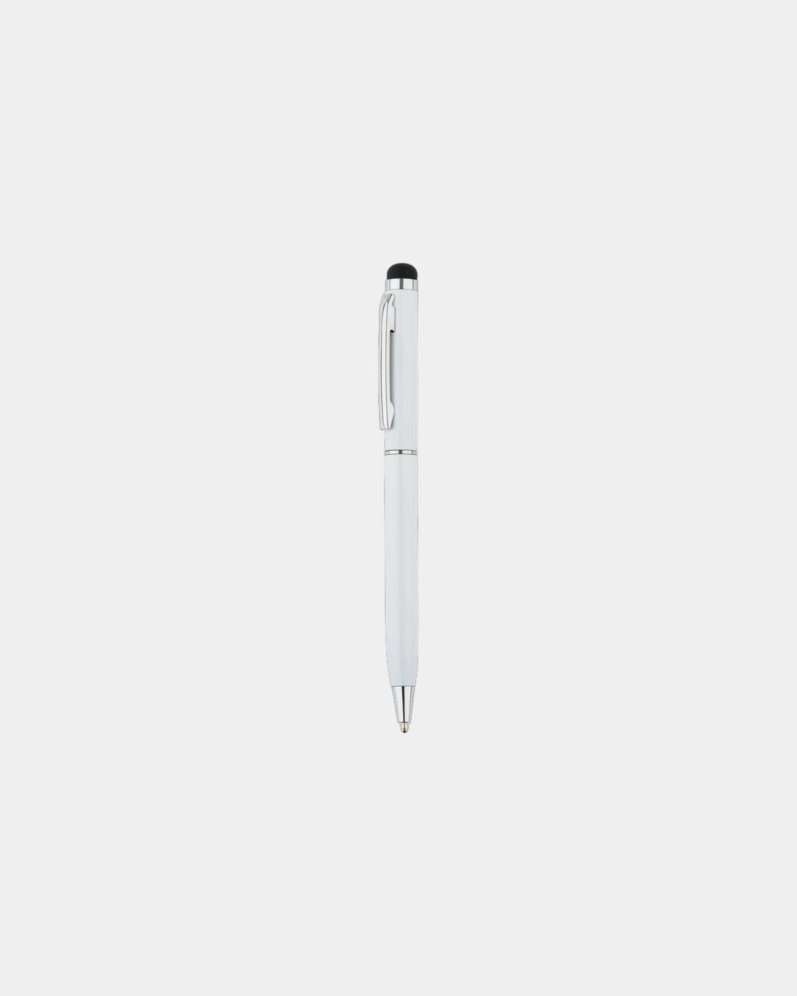 Slanke metalen pen met stylus om te personaliseren - Wit