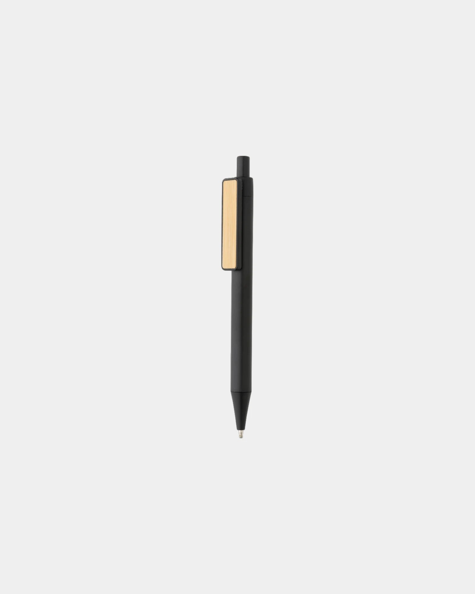 Pen gerecycled ABS GRS bamboe clip om te personaliseren - Zwart