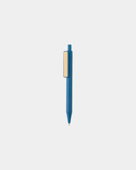 Pen gerecycled ABS GRS bamboe clip om te personaliseren - Blauw