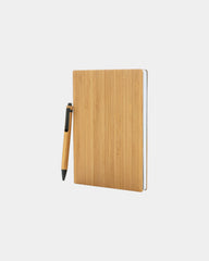 Notitieboekenset A5 met bamboe pen om te personaliseren - Bruin