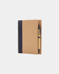 Notitieboek gerecycled papier met pen om te personaliseren - Blauw