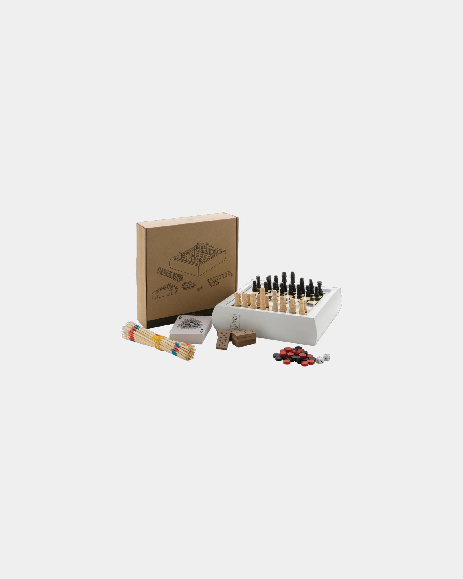 Spellenset 5-in-1 hout FSC om te personaliseren - 5