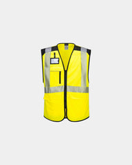 Bodywarmer multipocket hi-vis polyester om te personaliseren - Geel-Zwart