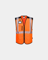 Bodywarmer multipocket hi-vis polyester om te personaliseren - Oranje