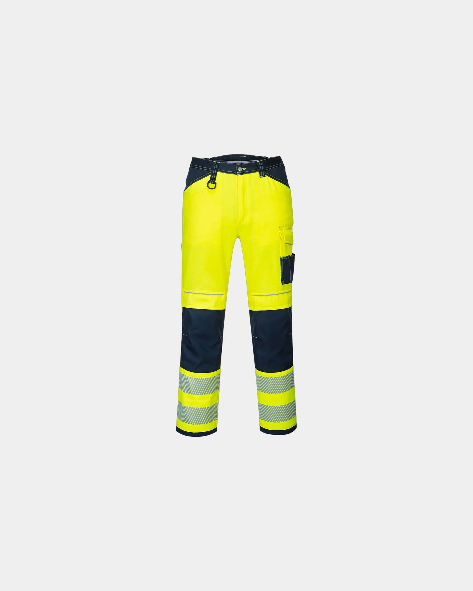 Werkbroek hi-vis polyester/katoen 300g om te personaliseren - Geel-Marineblauw