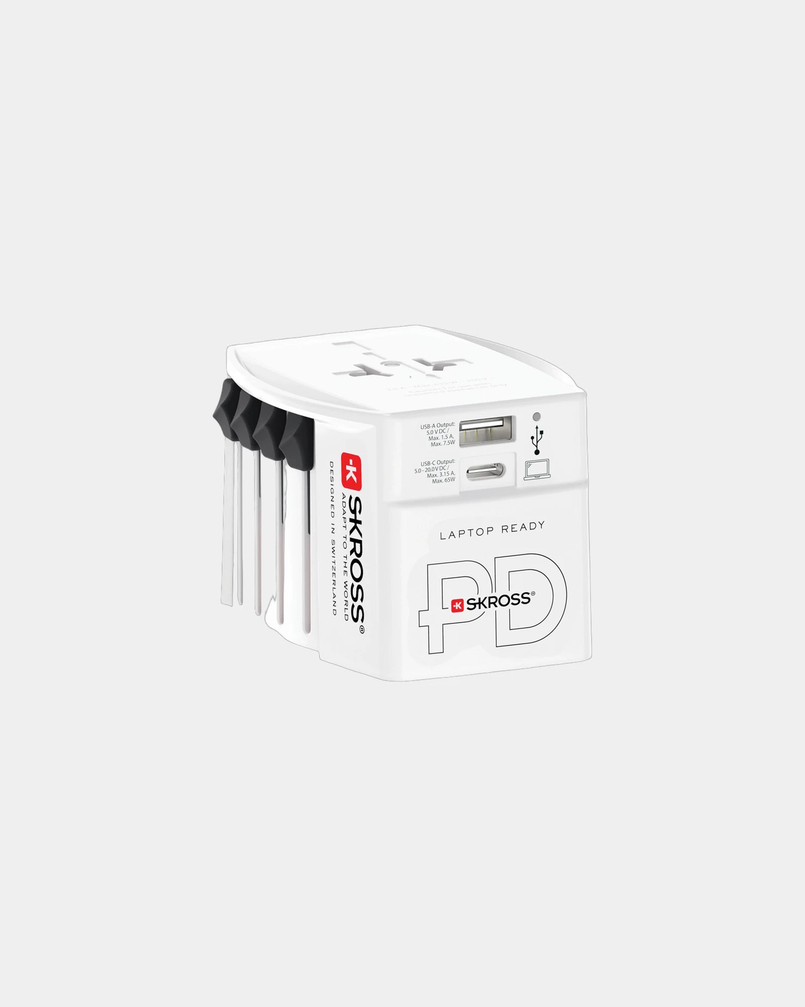 Reisadapter 65W PD USB Skross MUV om te personaliseren - Wit