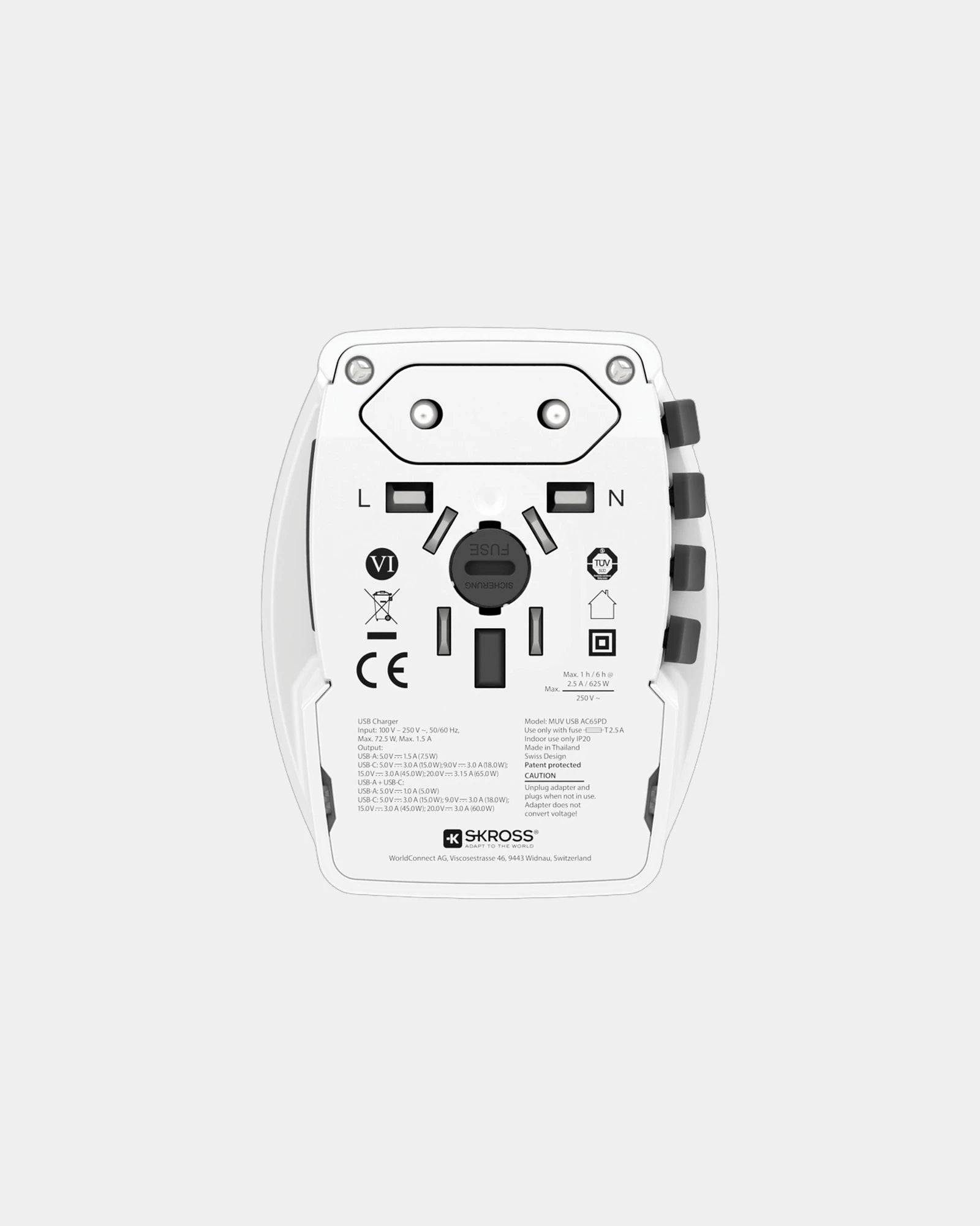 Reisadapter 65W PD USB Skross MUV om te personaliseren - 3