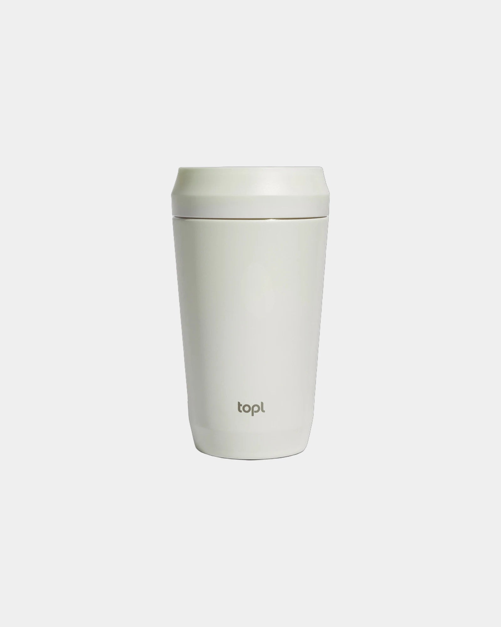 Mug gerecycled staal 354ml met deksel om te personaliseren - Wit