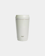 Mug gerecycled staal 354ml met deksel om te personaliseren - Wit