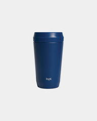 Mug gerecycled staal 354ml met deksel om te personaliseren - Marineblauw