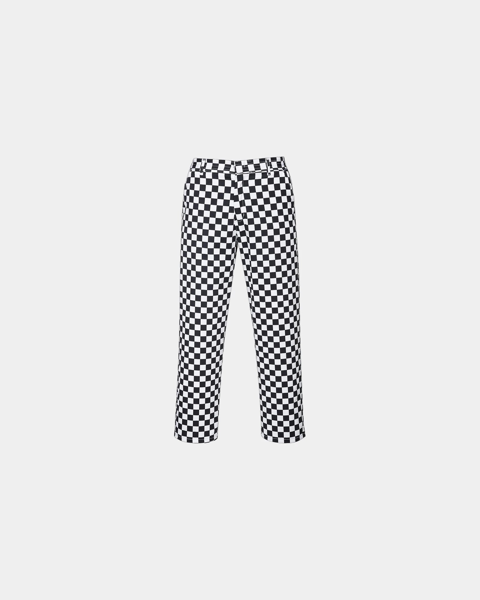 Kookbroek elastische taille zijzakken om te personaliseren - Zwart-wit geblokt