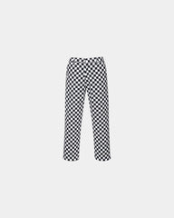 Kookbroek elastische taille zijzakken om te personaliseren - Zwart-wit geblokt