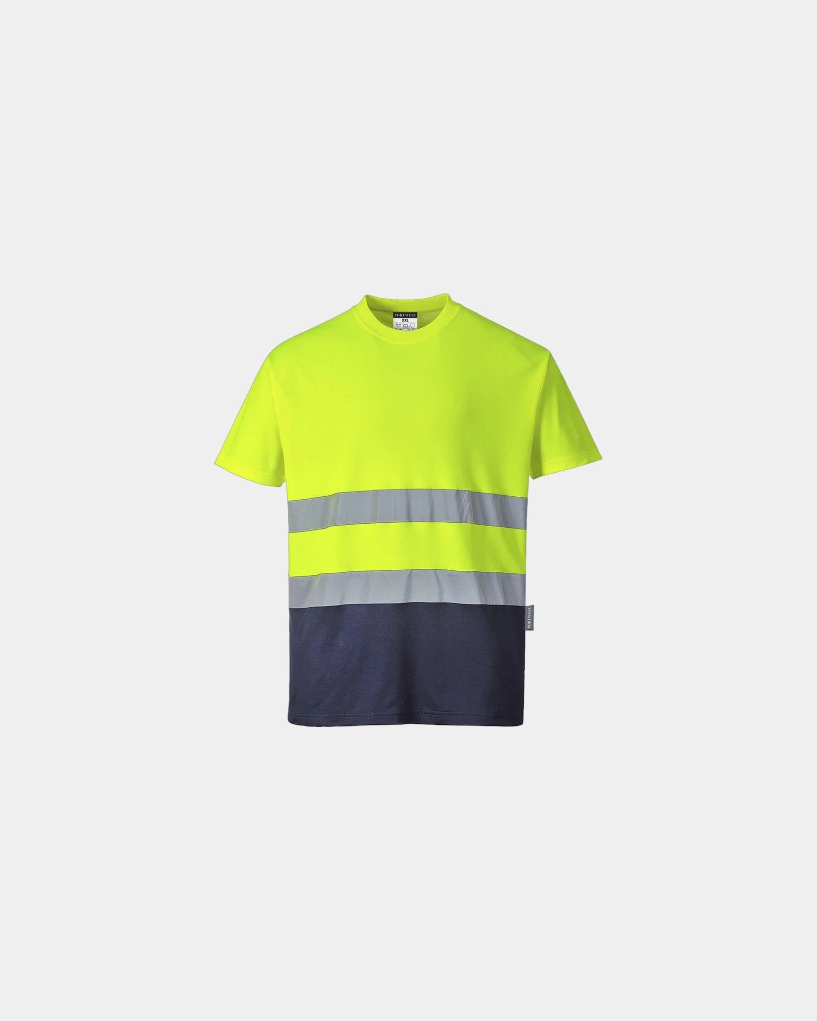 T-shirt bicolor 175 g/m² katoen om te personaliseren - Geel-Marineblauw