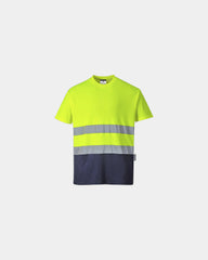 T-shirt bicolor 175 g/m² katoen om te personaliseren - Geel-Marineblauw