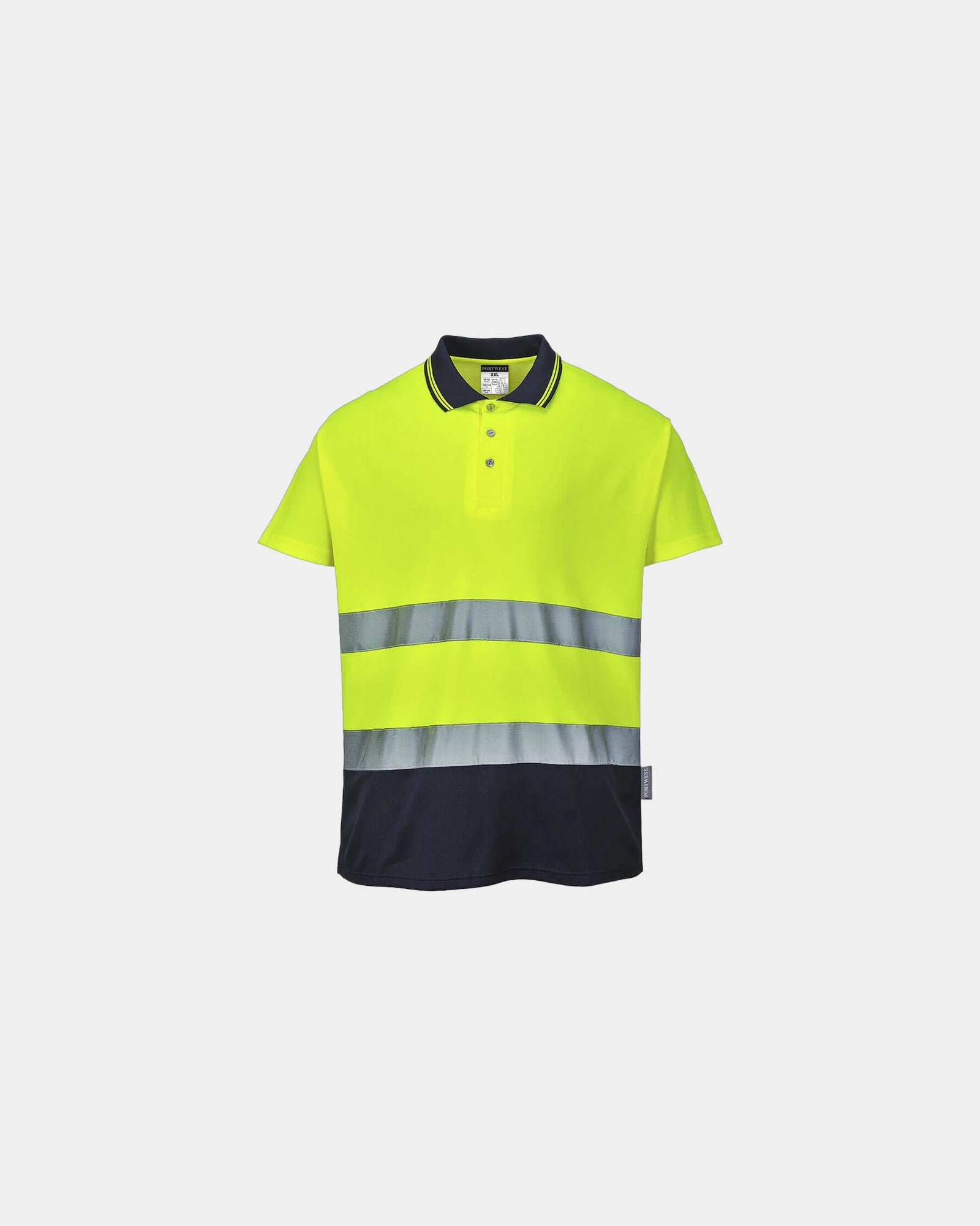 Polo tweekleurig katoen polyester om te personaliseren - Geel-Marineblauw