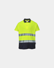 Polo tweekleurig katoen polyester om te personaliseren - Geel-Marineblauw