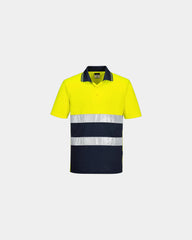 Polo katoen anti-UV comfort om te personaliseren - Geel-Marineblauw