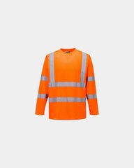 T-shirt HiVis lange mouwen polyester om te personaliseren - Oranje
