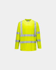T-shirt HiVis lange mouwen polyester om te personaliseren - Geel