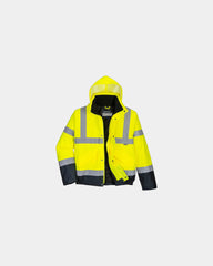 Bomberjack HV tweekleurig waterdicht om te personaliseren - Geel-Marineblauw
