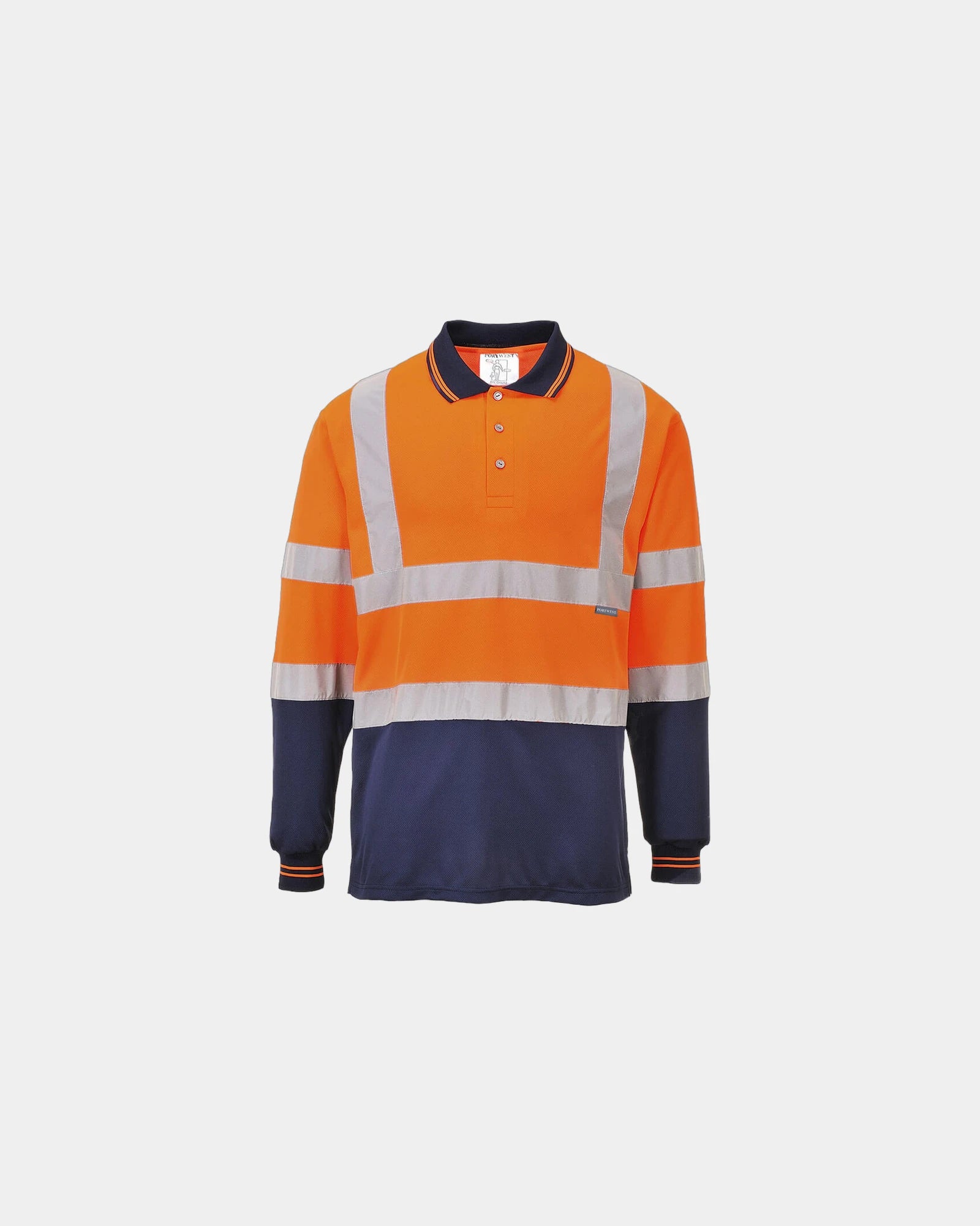 Polo bicolore polyester lange mouwen om te personaliseren - Oranje