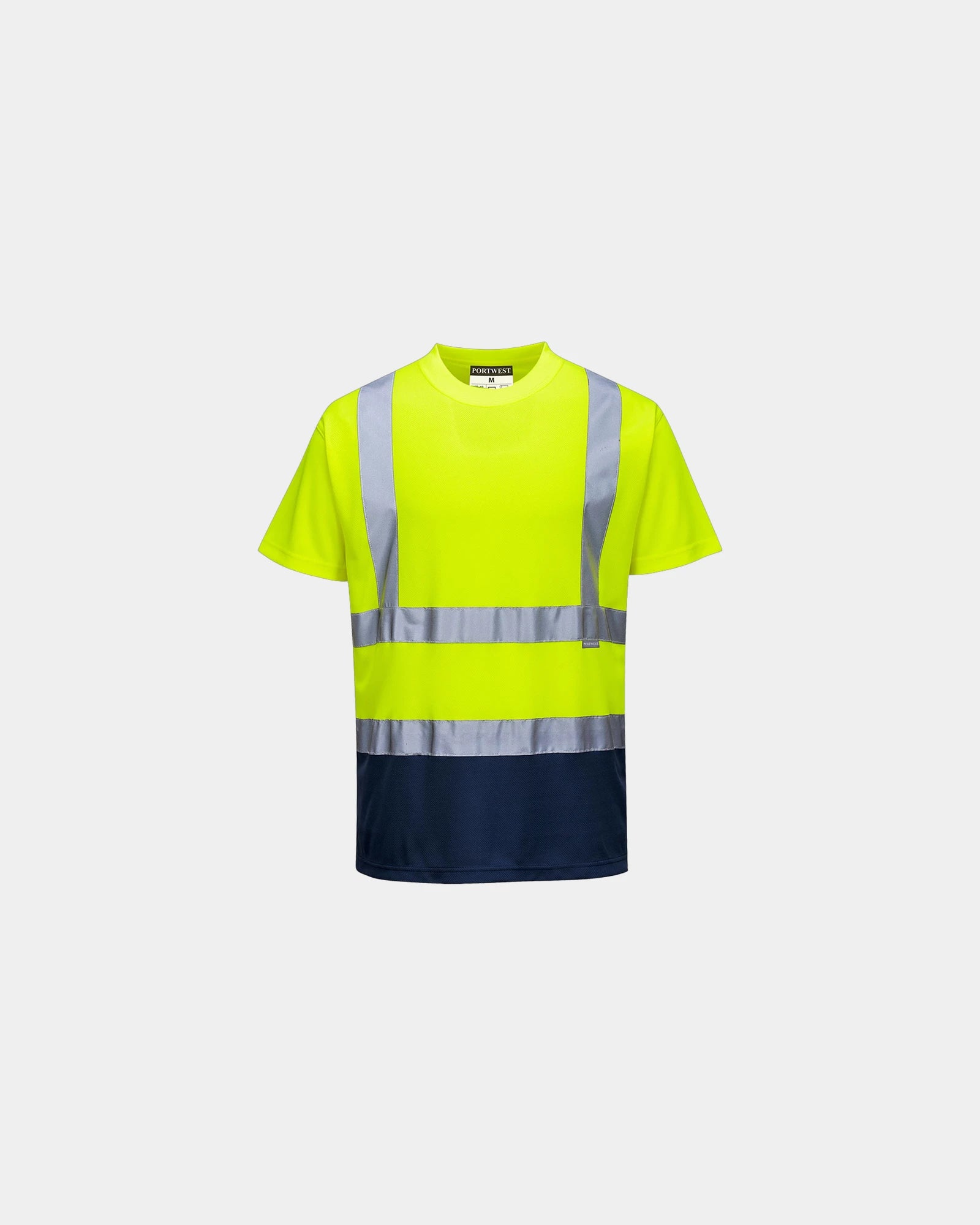 T-shirt tweekleurig polyester om te personaliseren - Geel-Marineblauw