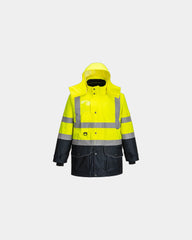 Parka hi-vis waterdicht ademend om te personaliseren - Geel-Marineblauw