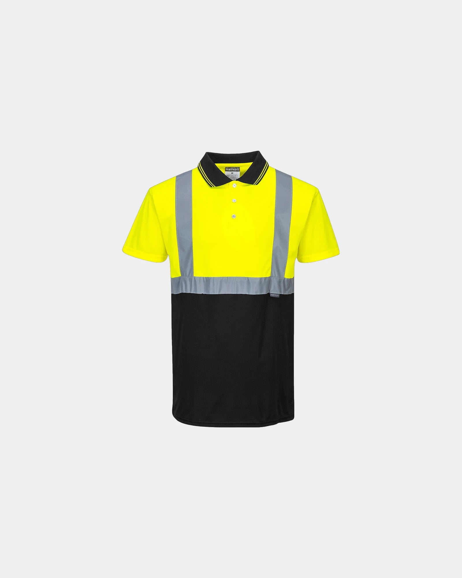 Polo HiVis tweekleurig polyester om te personaliseren - Geel-Zwart