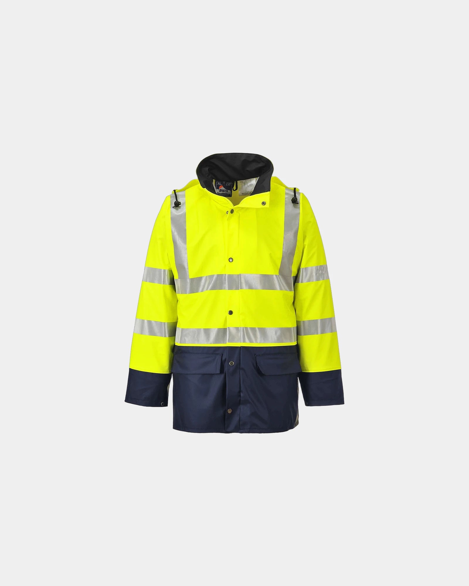 Regenjas tweekleurig PU waterdicht om te personaliseren - Geel-Marineblauw