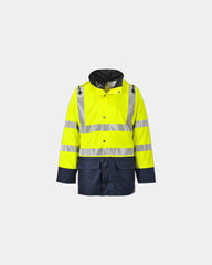 Regenjas tweekleurig PU waterdicht om te personaliseren - Geel-Marineblauw