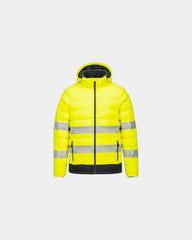 Verwarmde bodywarmer hoge zichtbaarheid om te personaliseren - Geel-Zwart