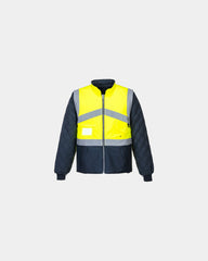 Bicolor hi-vis bodywarmer om te personaliseren - Geel-Marineblauw