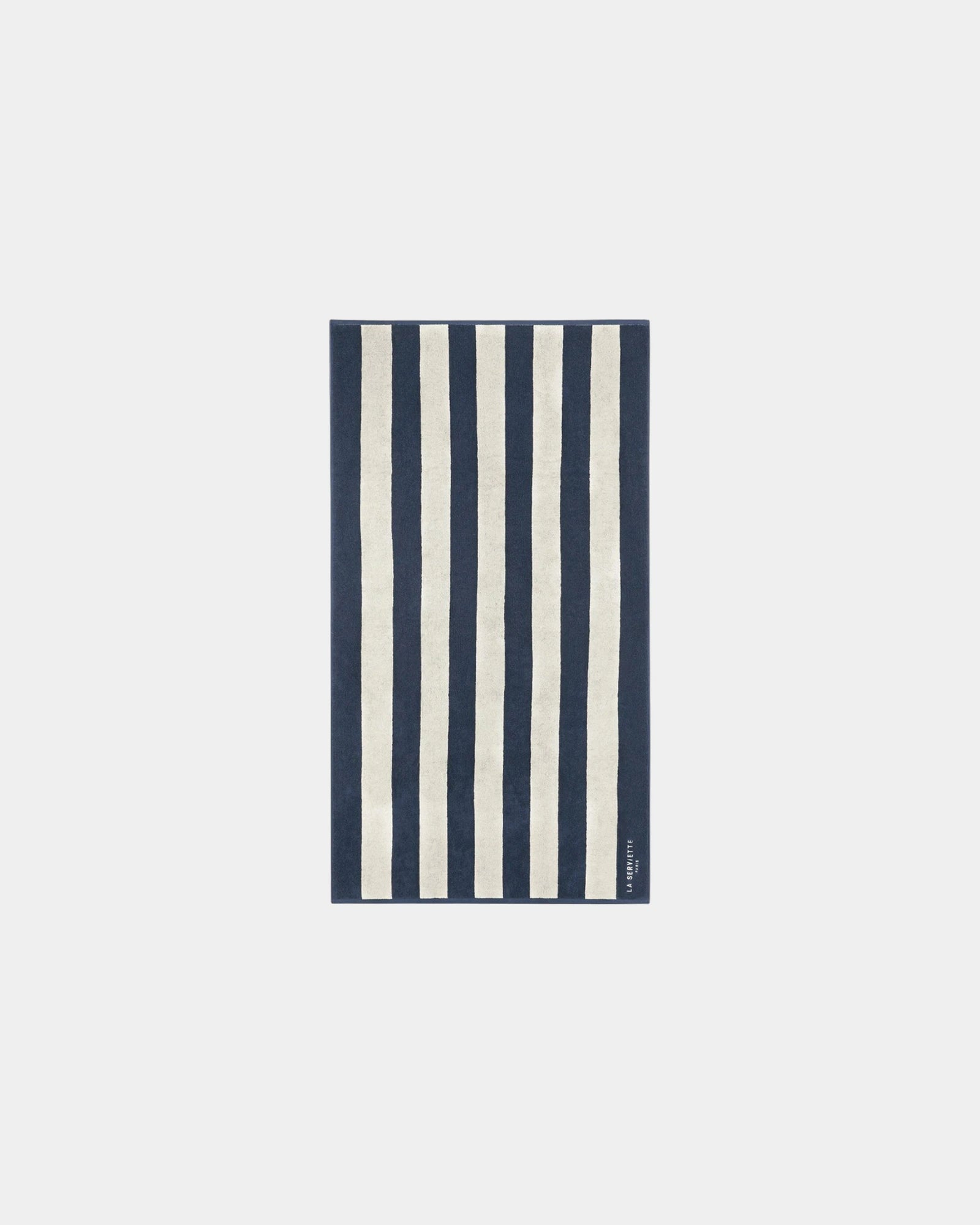 Strandhanddoek katoen La handdoek om te personaliseren - Oceaanblauw / Crème