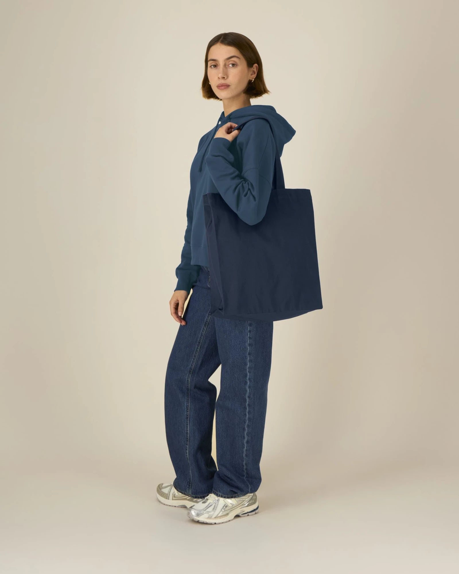 Shopper van gerecycled katoen om te personaliseren - Marineblauw