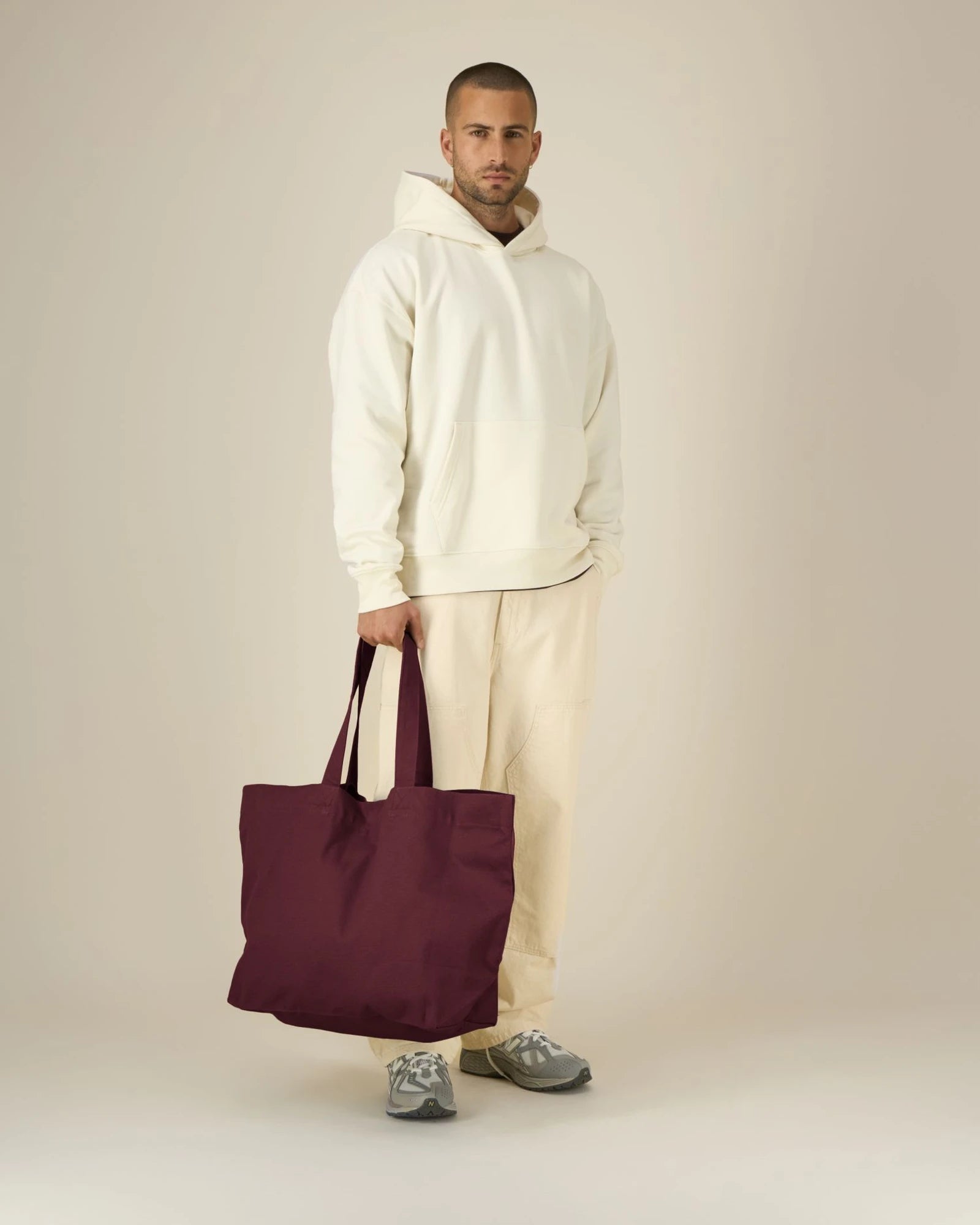 Shopper van gerecycled katoen om te personaliseren - Bordeauxrood