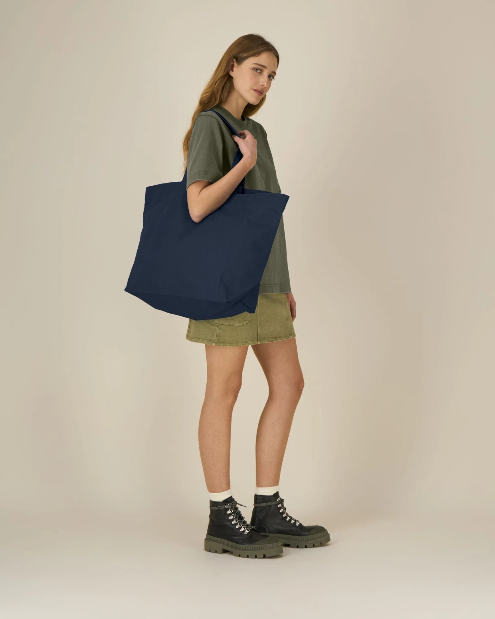 Shopper van gerecycled katoen om te personaliseren - Marineblauw