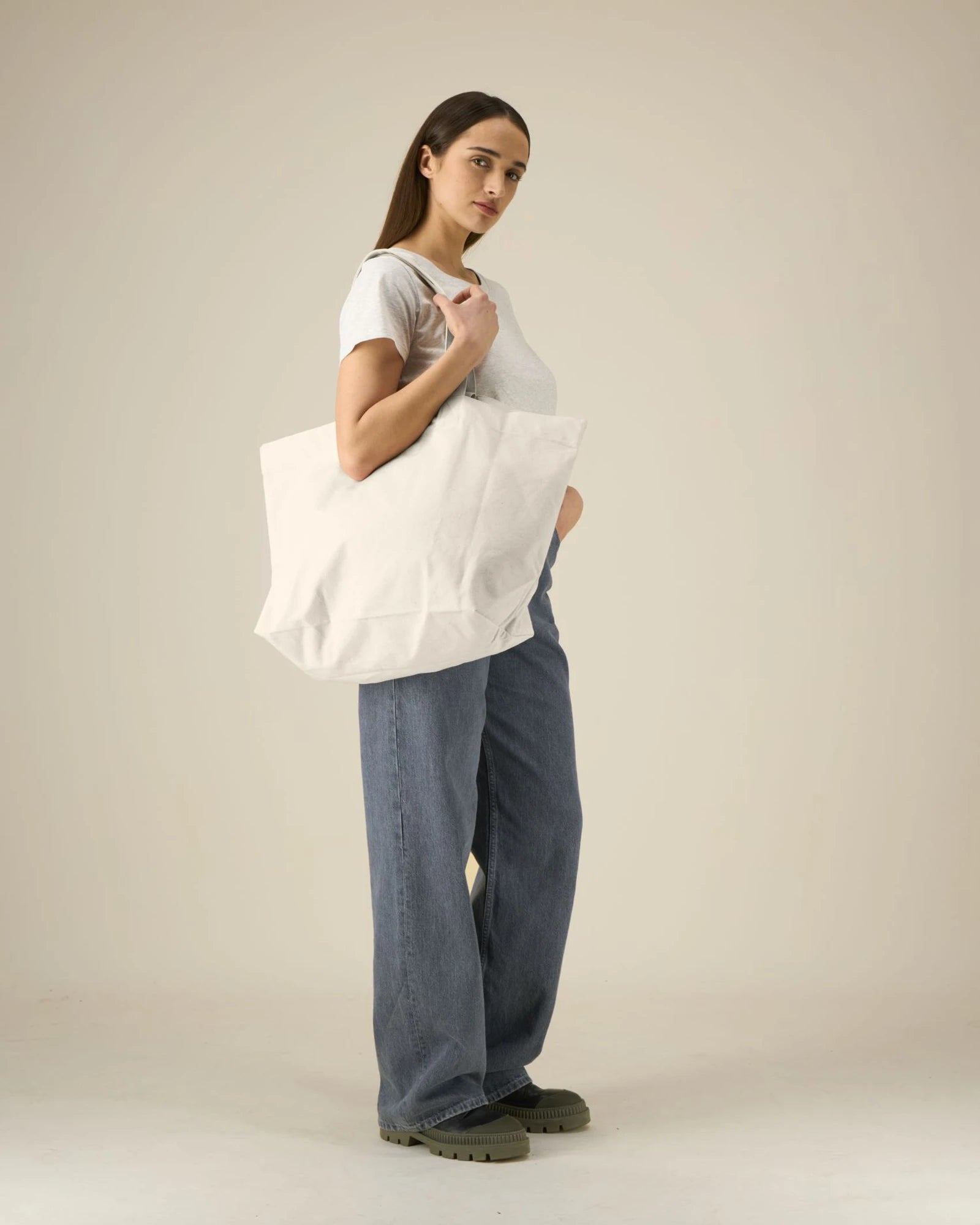 Shopper van gerecycled katoen om te personaliseren - Natuurlijk ruw