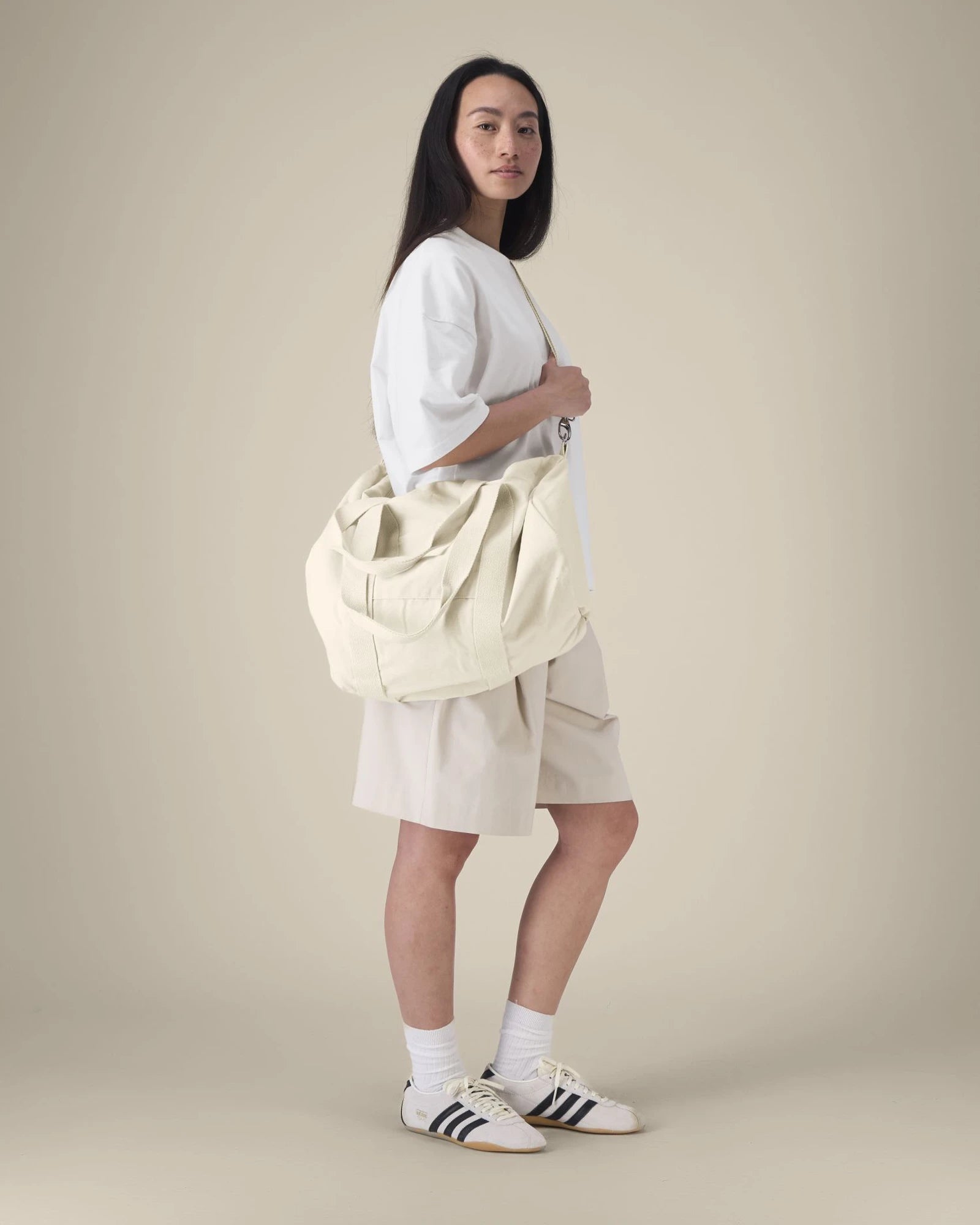 Duffle bag gerecycled katoen om te personaliseren - Natuurlijk